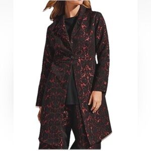 Bryn Walker Opera Red & Black Floral Jacquard Brocade Jacket NWT Size Small